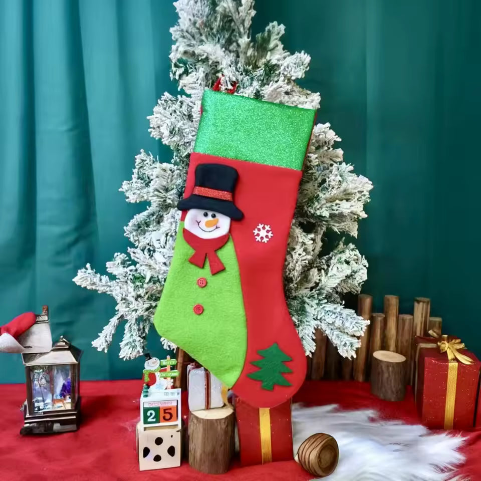 Plush Merry Christmas Striped Stocking
