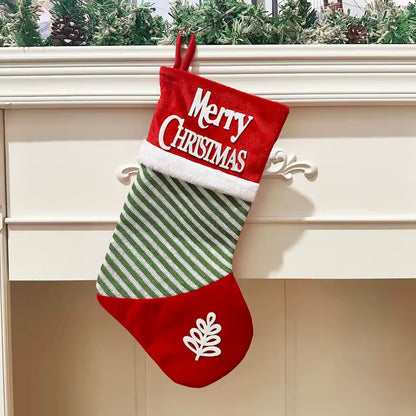 Plush Merry Christmas Striped Stocking