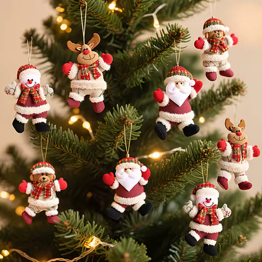 Traditional Plush-Style Christmas Tree Ornament Set