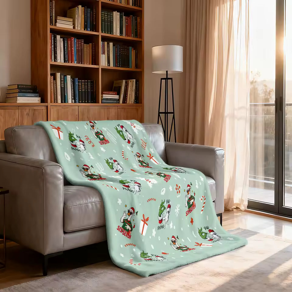 Christmas Cartoon Goose Print Flannel Blanket